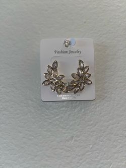 Gold Floral Crystal Stud Earrings