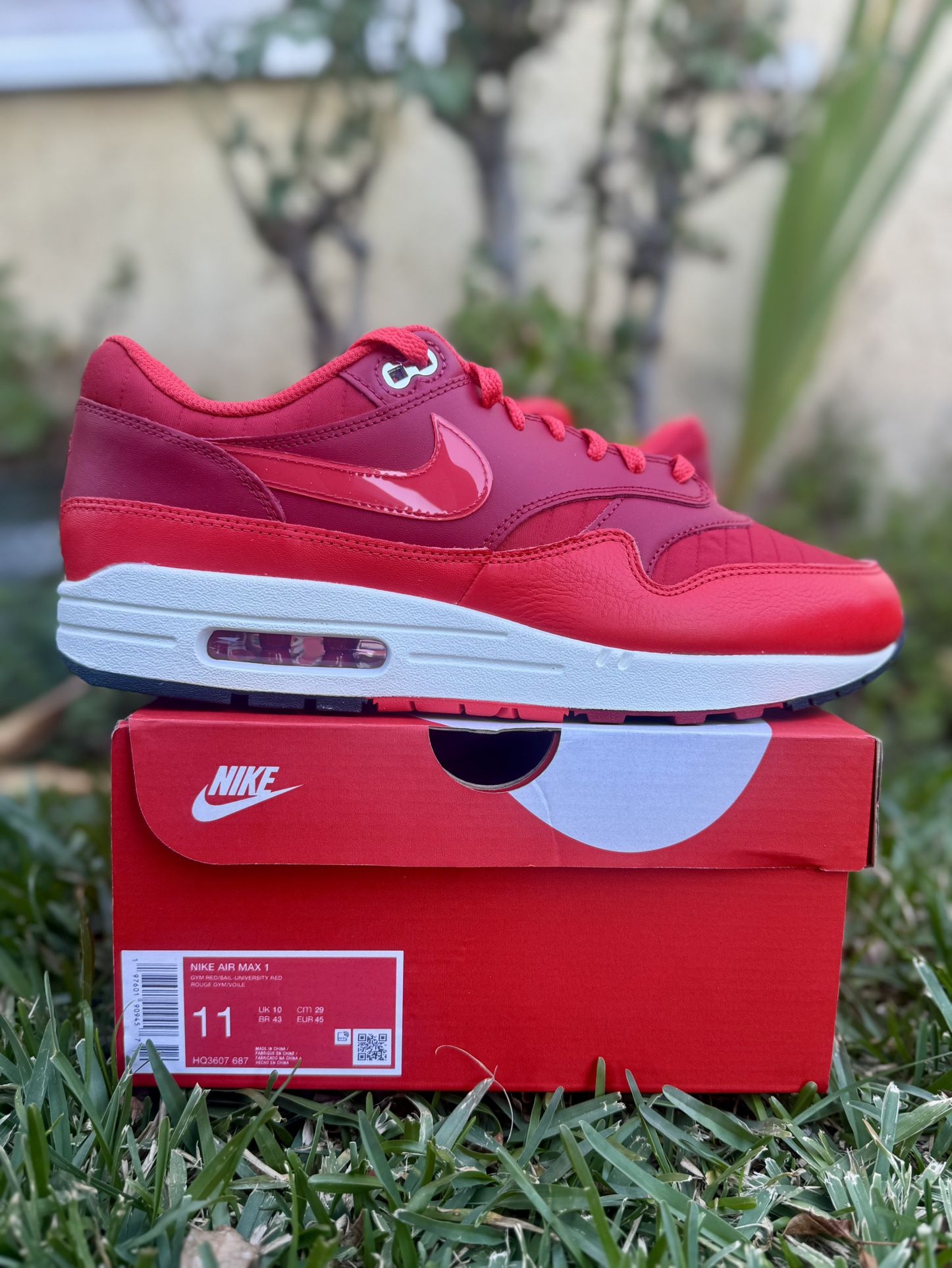 Nike Air Max 1 Gym Red Crimson Size 11 New