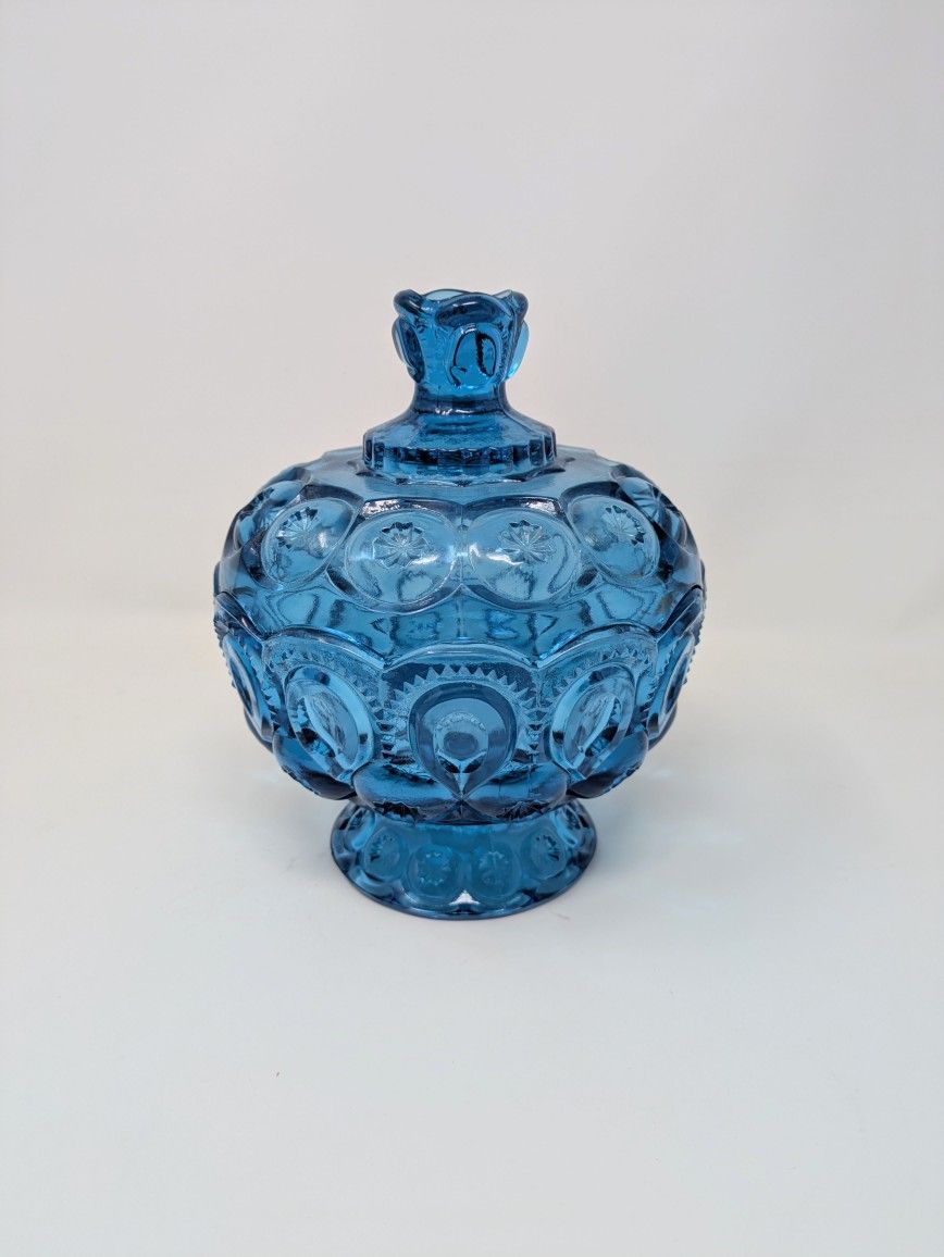 Vintage LE Smith Aqua Blue Moon & Stars Candy Dish