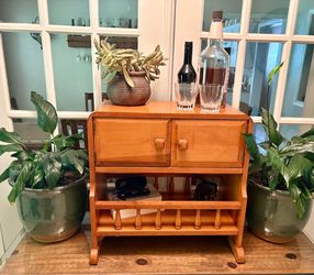 Vintage Mid Century Modern Solid Wood, Copper Lined Cabinet Humidor
