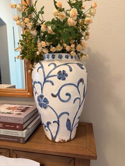 White vase blue decoration