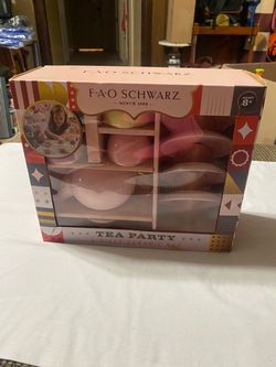 FAO Schwarz 9 piece Hand Glazed Ceramic Tea Party Set Ages 8+
