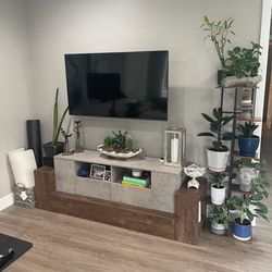 Modern 70" Media Console In Reclaimed Oak Storage TV Stand