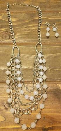 White Bead Jewelry Set