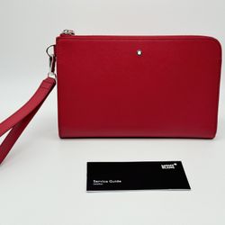 MONTBLANC SARTORIAL RED CALFSKIN LEATHER POUCH CLUTCH NEW 100% GENUINE RP $700