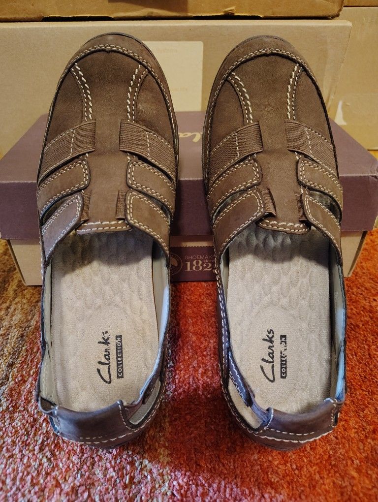 Clarks Haley Stork Brown Walking Shoes Size 8M