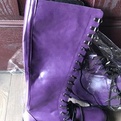 Purple Knee High Boots