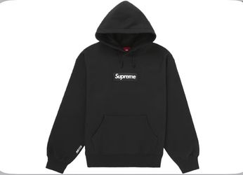 Large Black Supreme Box Logo Hooded Sweatshirt (FW25)