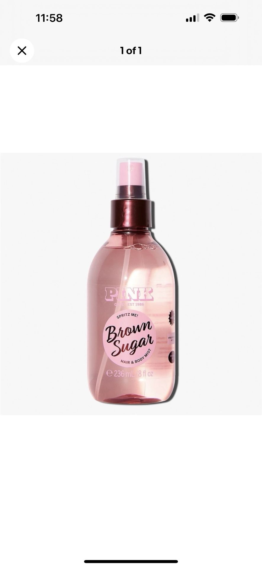 Victoria's Secret Pink Brown Sugar Hair & Body Mist Spray 8.OZ New