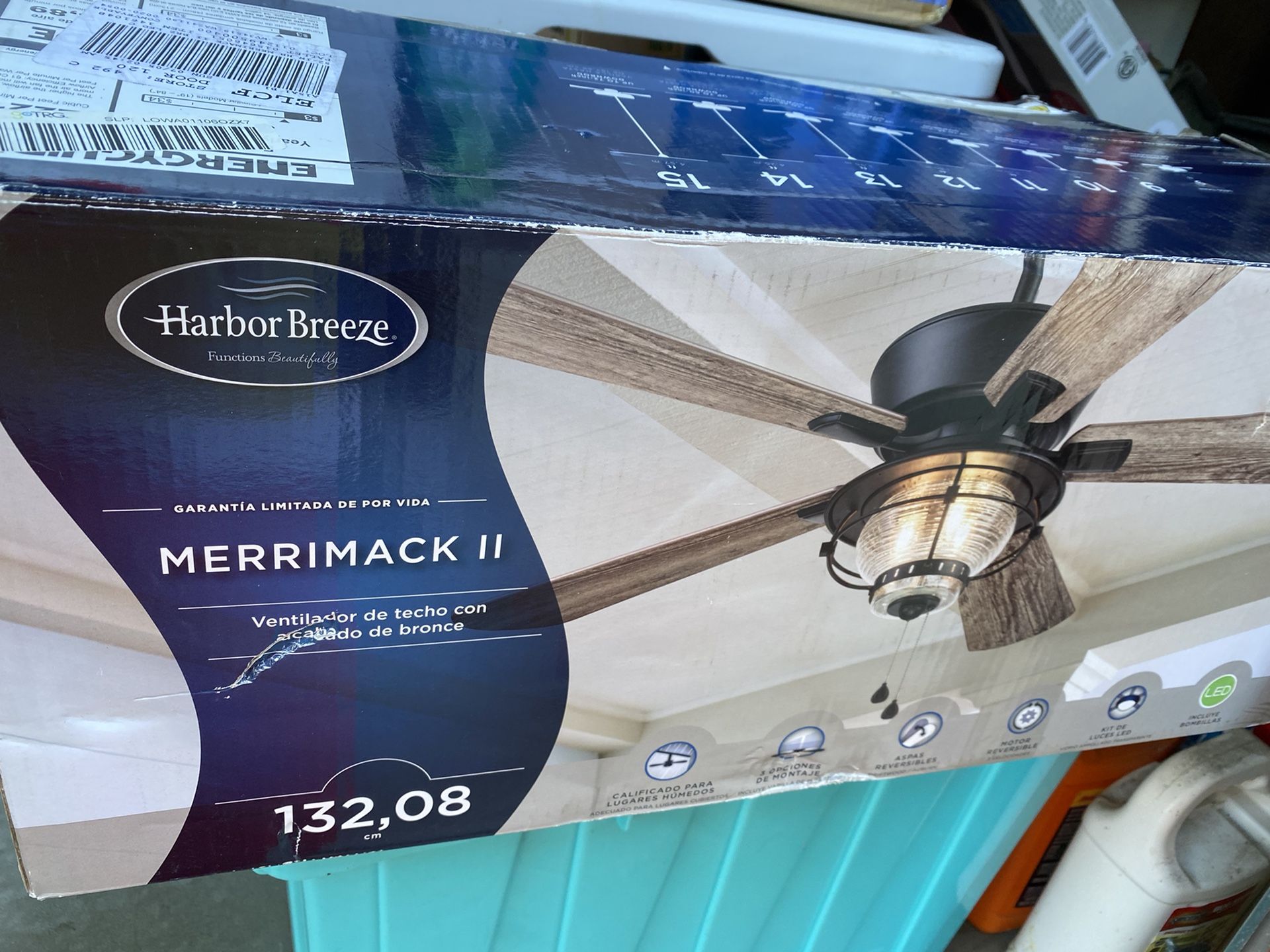 Harbor Breeze Merrimack II 52-in Bronze LED Indoor/Outdoor Ceiling Fan with Light