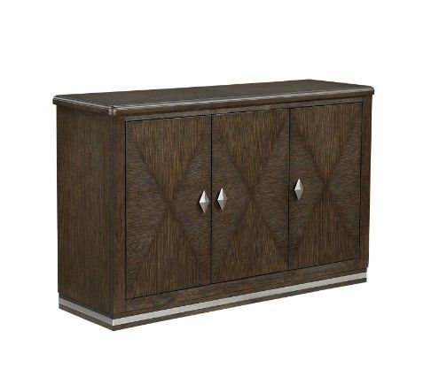 Rich, wire brown finish dining server w/accent base & ample of storage 