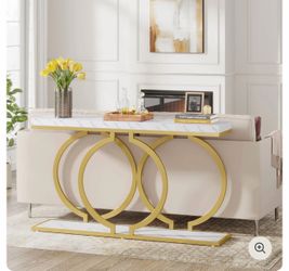 Living room set marble and gold console table and side table