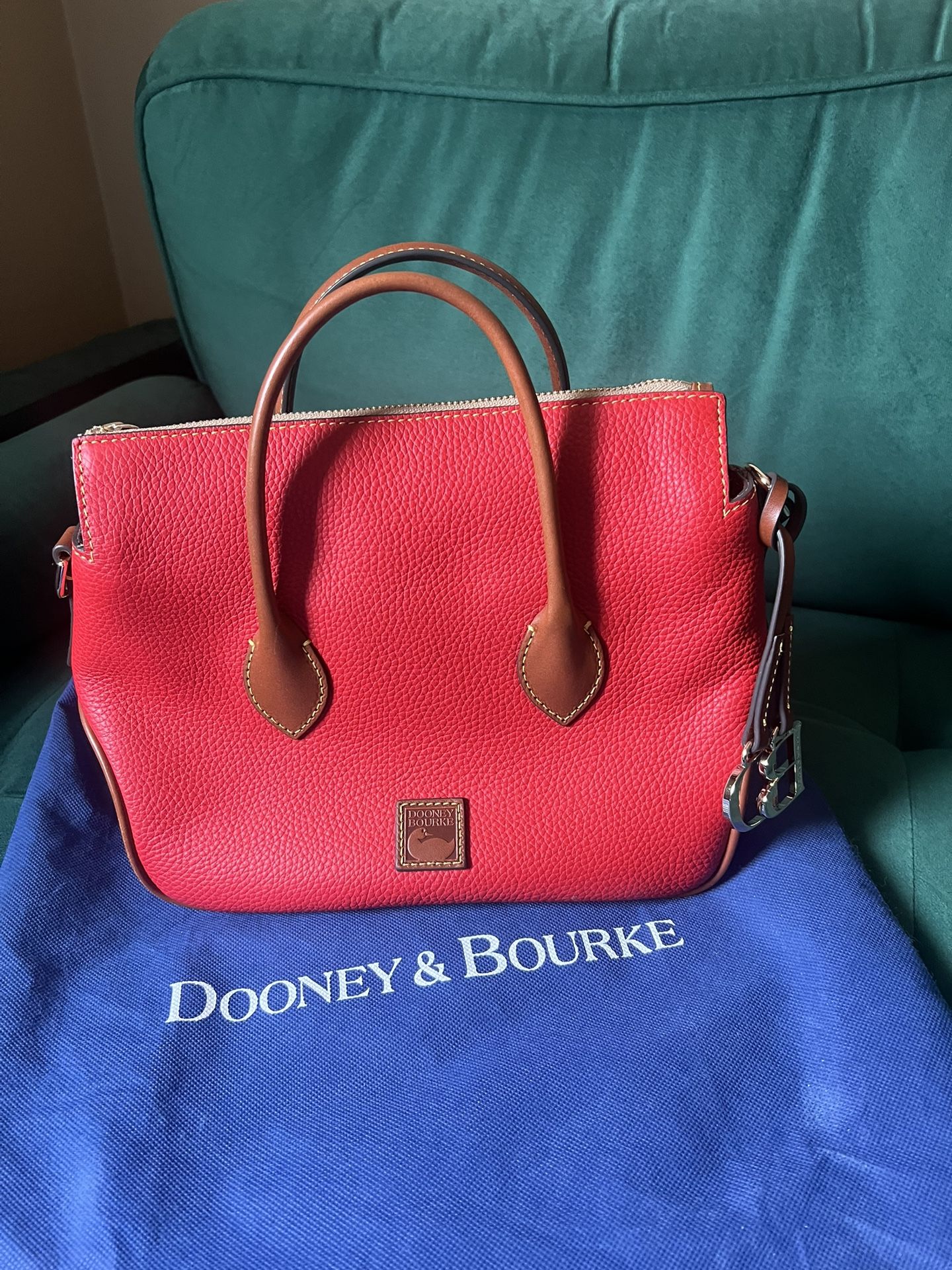 Dooney & Bourke Pebble Grain Leather Satchel In Red