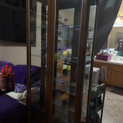 Wood antique class cabinet 