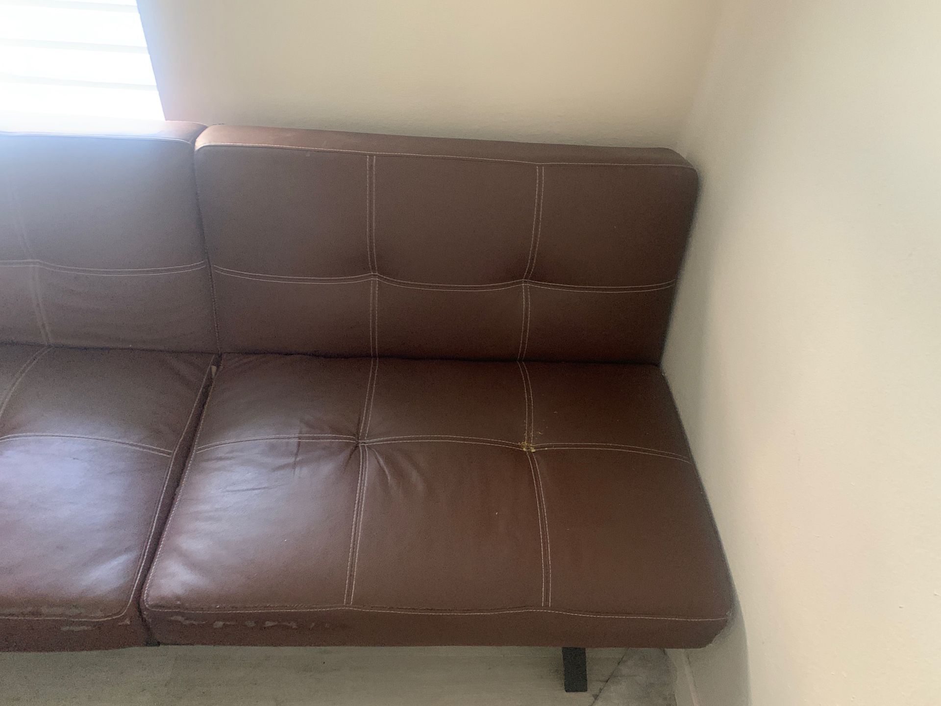 Leather futon couch