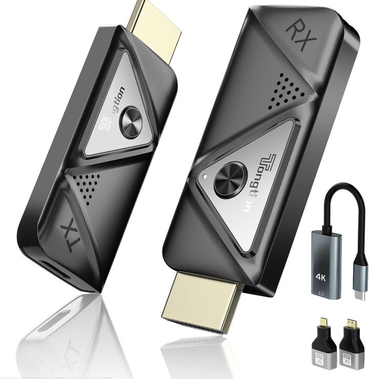 Wireless HDMI Transmitter and Receiver, 4K Decode 1080P Portable Wireless HDMI Kit, 2.4/5GHz Plug & Play
