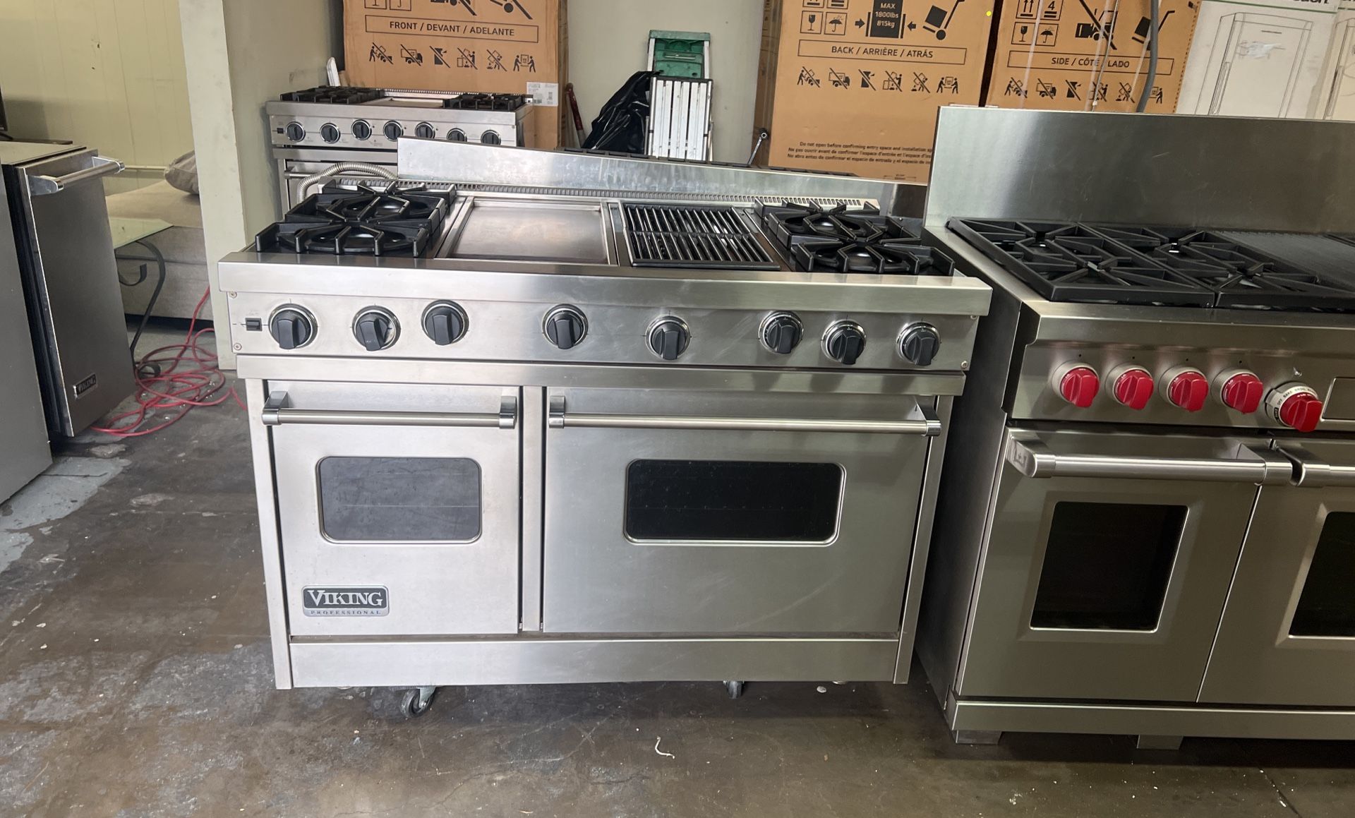 Viking 48”Wide All Gas Range Stove In Stainless Steel With Griddle
