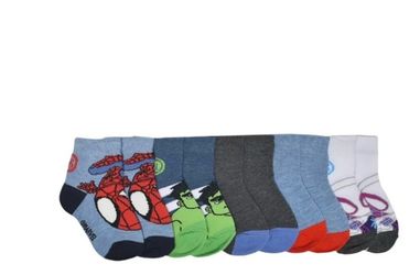 Spider-Man Hulk Toddler Ankle Socks, 5-Pack, Size 2T-3T.    (Y)