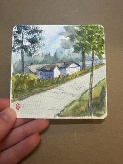 Mini watercolor painting 3.5x3.5”