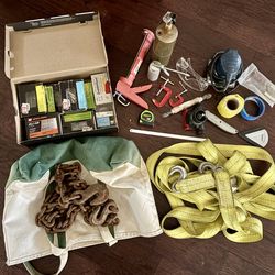 Tools sander, torch, toe, chains, nails, etc.