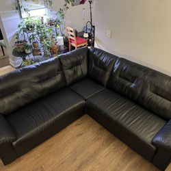 IKEA sectional couch (black leather)