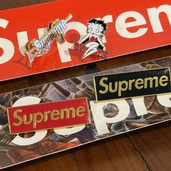 Supreme box logo pins - red - black