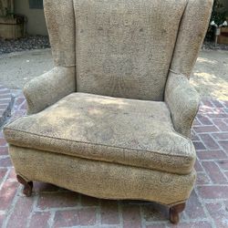 1950s oversized wing back armchair with ottoman matching