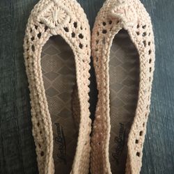 New Lucky Brand Yarn Crochet Flats - Peach - 6.5 M