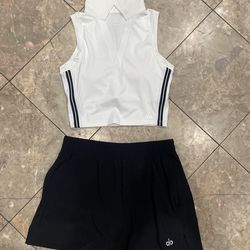 Alo Yoga Skirt and Cropped Collared Shirt (Size Small)