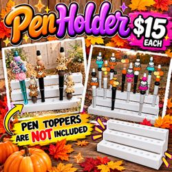 White Tiered Pen Holder Stand