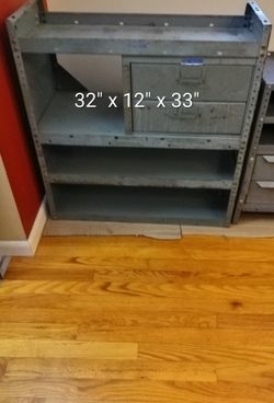 Heavy Steel Shelving With Drawer – 32" x 12" x 33" $250
