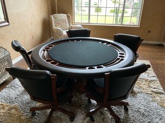 60” Solid Wood Reversible Poker Table with Chair set of 5.