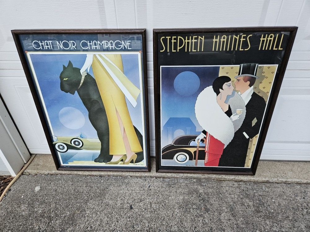 Vintage 1980s Posters Set Of 2 Art Deco 