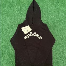 Sp5der VVS Black Rhinestone Hoodie Size Small 