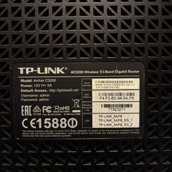 TP-Link Archer C3200 AC3200 Tri-Band Gigabit Router – Used – No Power Supply