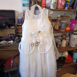 White First Communion Flower Girl Dress