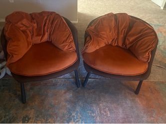 Pair of Barrel Accent Chairs with Cushions