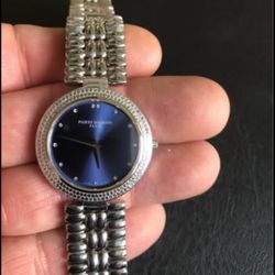 Pierre Balmain Mens Vintage Blue Faced Diamond Chip Watch