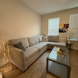 Beautiful Gray 2-piece sectional with coffee table