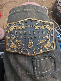 Montana Silversmiths "Let'er Buck" Pendleton Whiskey belt buckle