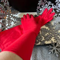 VTG Red Woman’s Dress/Cocktail Gloves Med 14” & Comp White Gloves