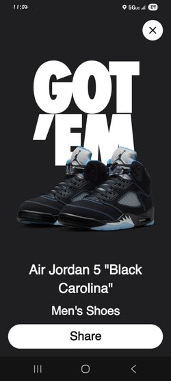 Jordan 5 black University size 10, 10.5,11,12