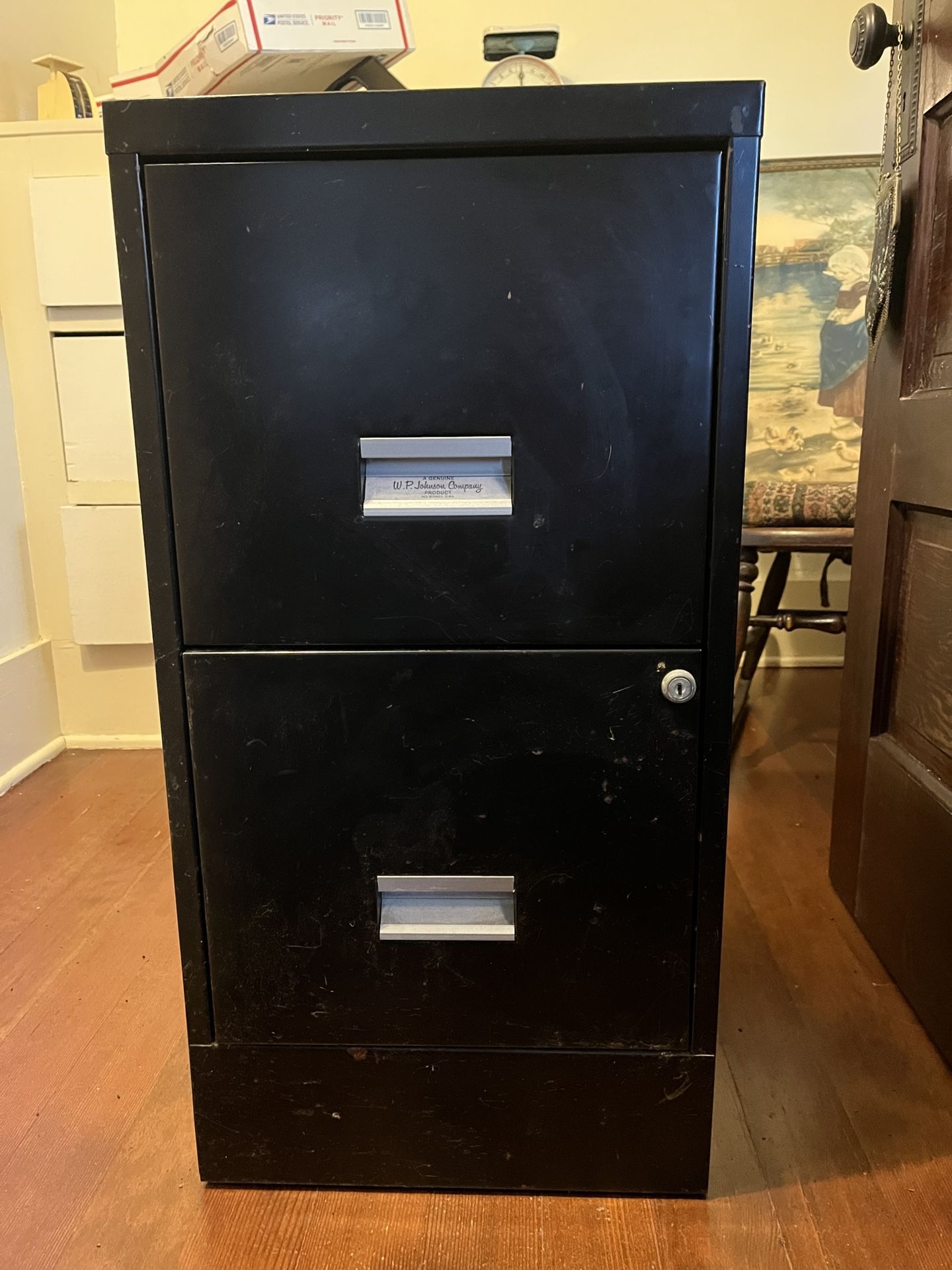 Vintage Black 2-Drawer Metal File Cabinet