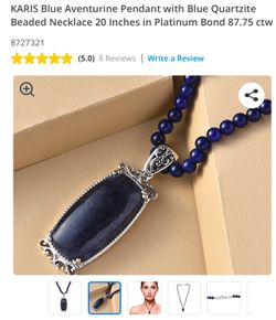 Blue Adventurine Pendant w/Blue Quartzite Bead Necklace 