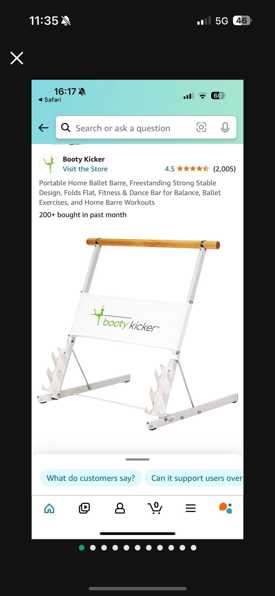 Booty Kicker Ballet Bar Barre Fitness Home Gym Equipment