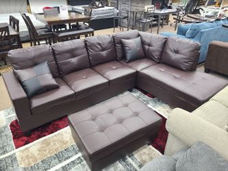CALL 2404906970 ESPRESSO FAUX LEATHER SECTIONAL SPECIAL