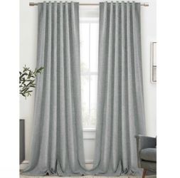 Grey 100% Truly Blackout Curtains, Rod Pocket Super Heavy-Duty Gray Lined Total Darkness Drapes for Hall, Privacy Window Treatment Curtains for Patio