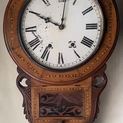Gorgeous Anglo American clock with Inlay Working 8 day bell strike
