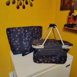 Collapsible Picnic Basket And Matching Tote