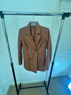 Women’s Brown Oversized Double-Breasted Blazer – Size Small